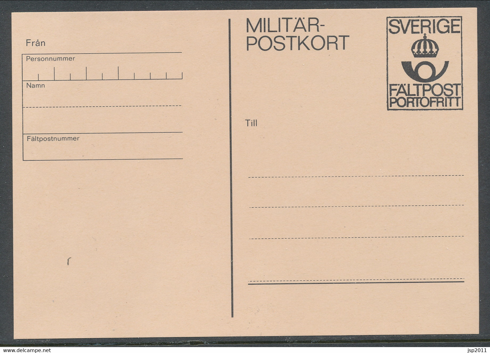 Sweden 1979, Facit # MpK 1 ."Postage Free" The Post Office Emblem. Unused. See Description - Military