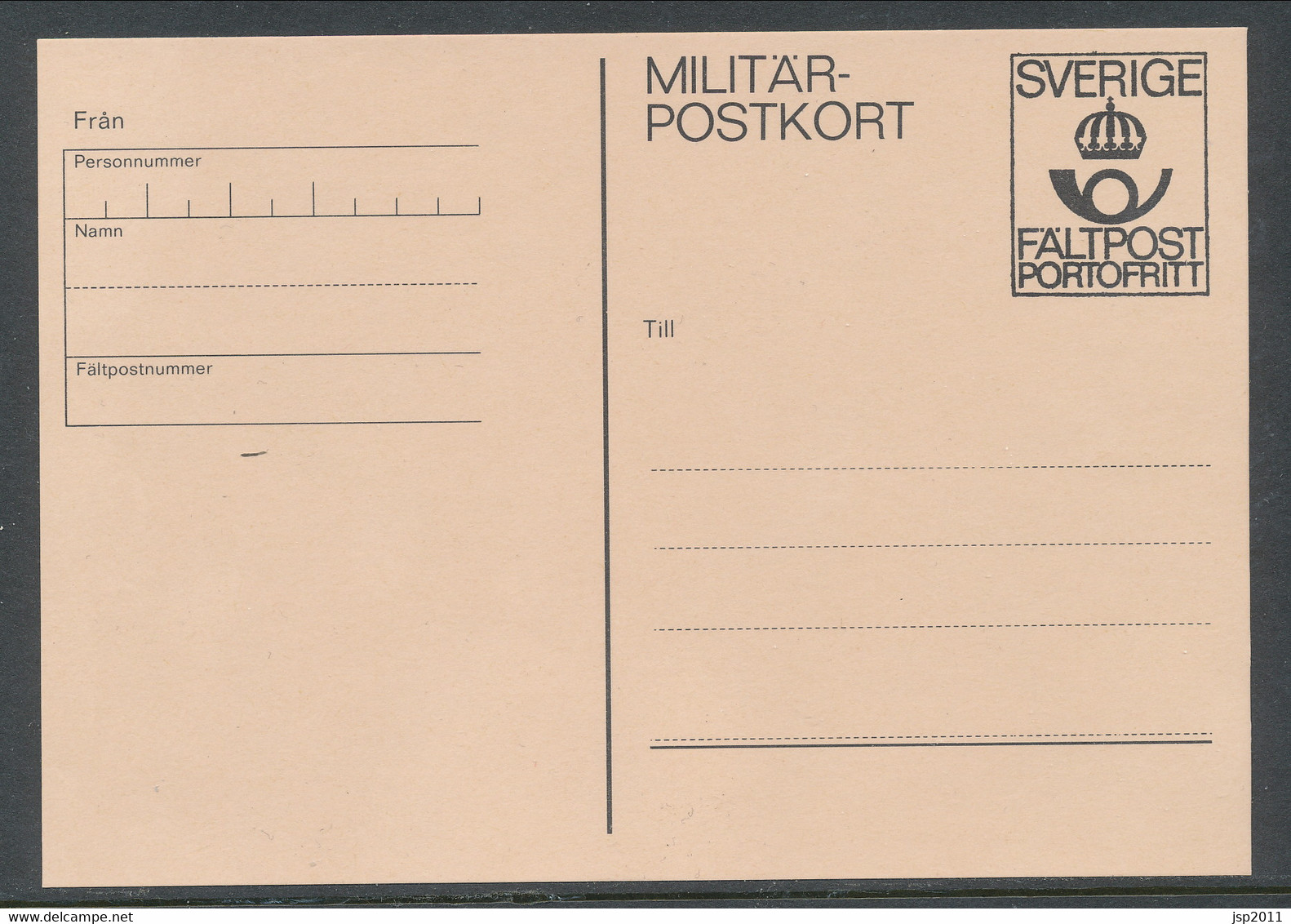 Sweden 1979, Facit # MpK 1 ."Postage Free" The Post Office Emblem. Unused. See Description - Military