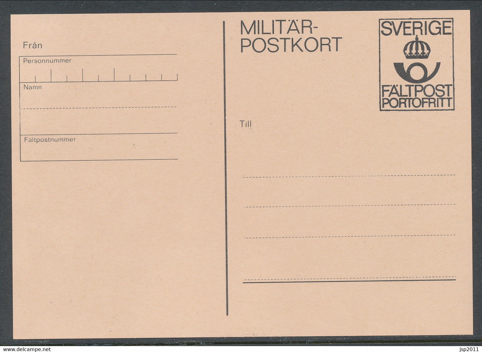 Sweden 1979, Facit # MpK 1 ."Postage Free" The Post Office Emblem. Unused. See Description - Militares