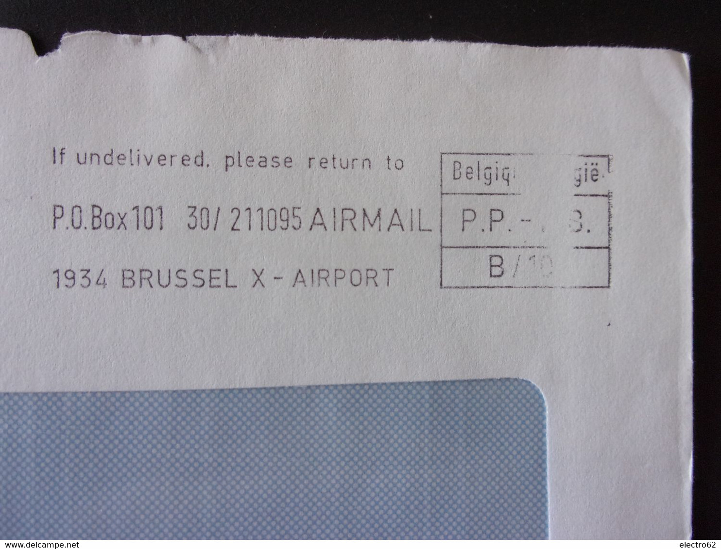 EMA Belgique België P.P. P.B.  P.O.BOX. 101 30/211095 AIR MAIL 1934 Brussel X-Airport BARCO Poperinge Belgium - Otros & Sin Clasificación