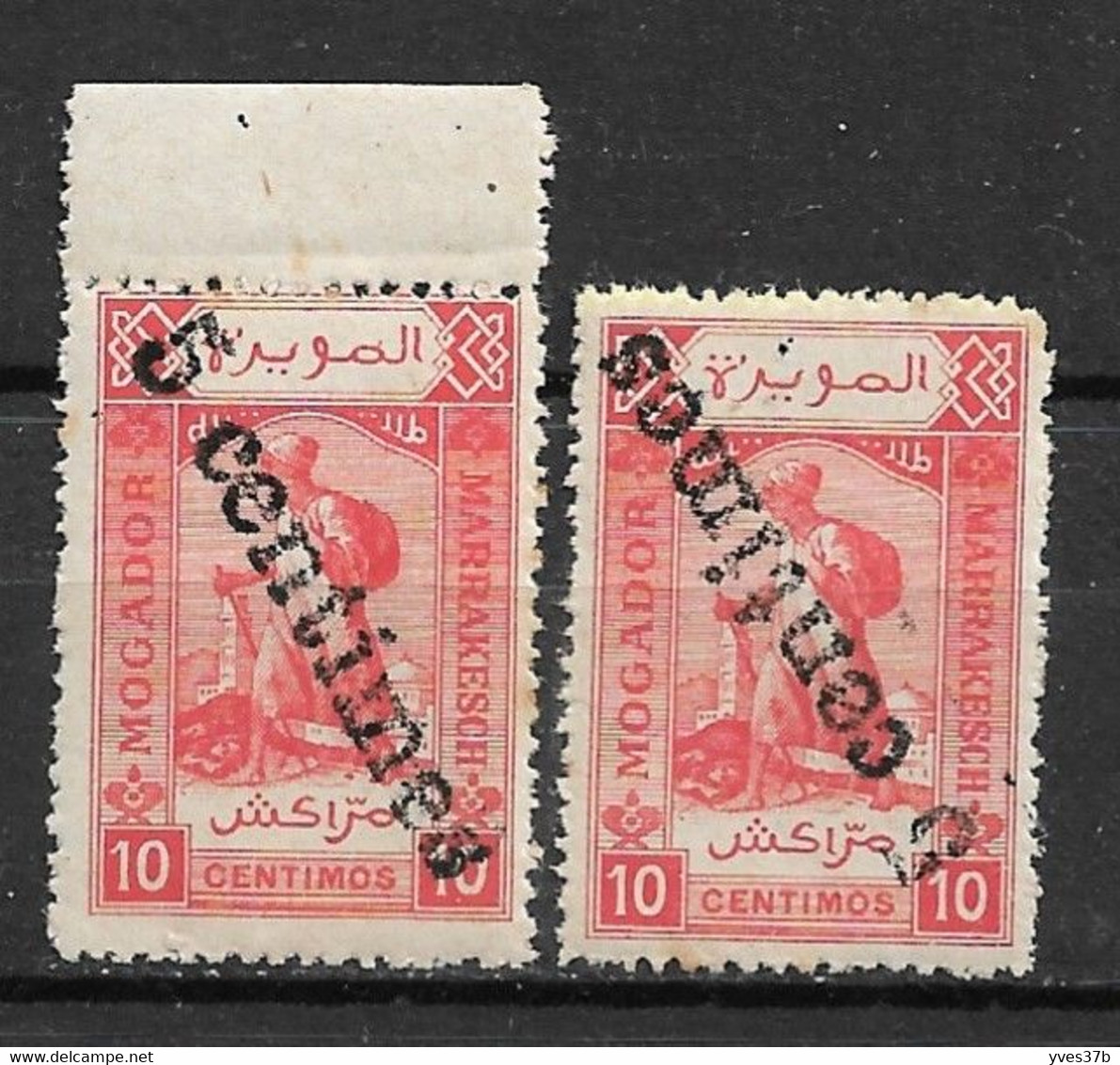 MAROC - Postes Locales - Mogador à Marrakech - N°97b +97b "surcharge Noire Renversée" Type I - Neuf** - TTB/SUP - Ungebraucht