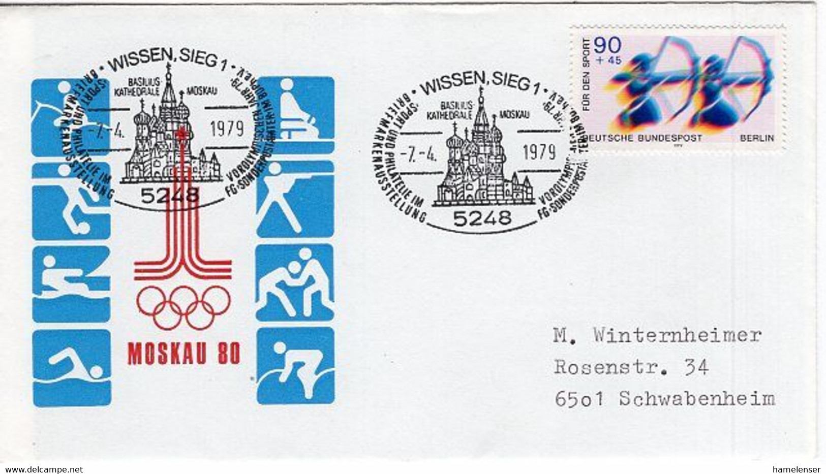 52097 - Berlin - 1979 - 90Pfg Sport '79 EF A Bf M SoStpl WISSEN - ... VOROLYMPISCHES JAHR ... -> Schwabenheim - Ete 1980: Moscou