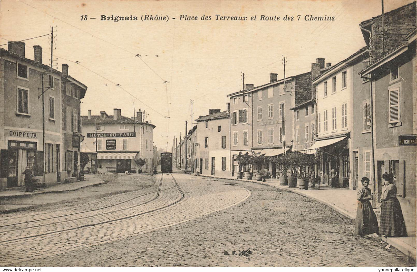 69 - RHÔNE - Thème TRAMWAYS - BRIGNAIS - Place Des Terreaux Et Route Des 7 Chemins - 10673 - Brignais