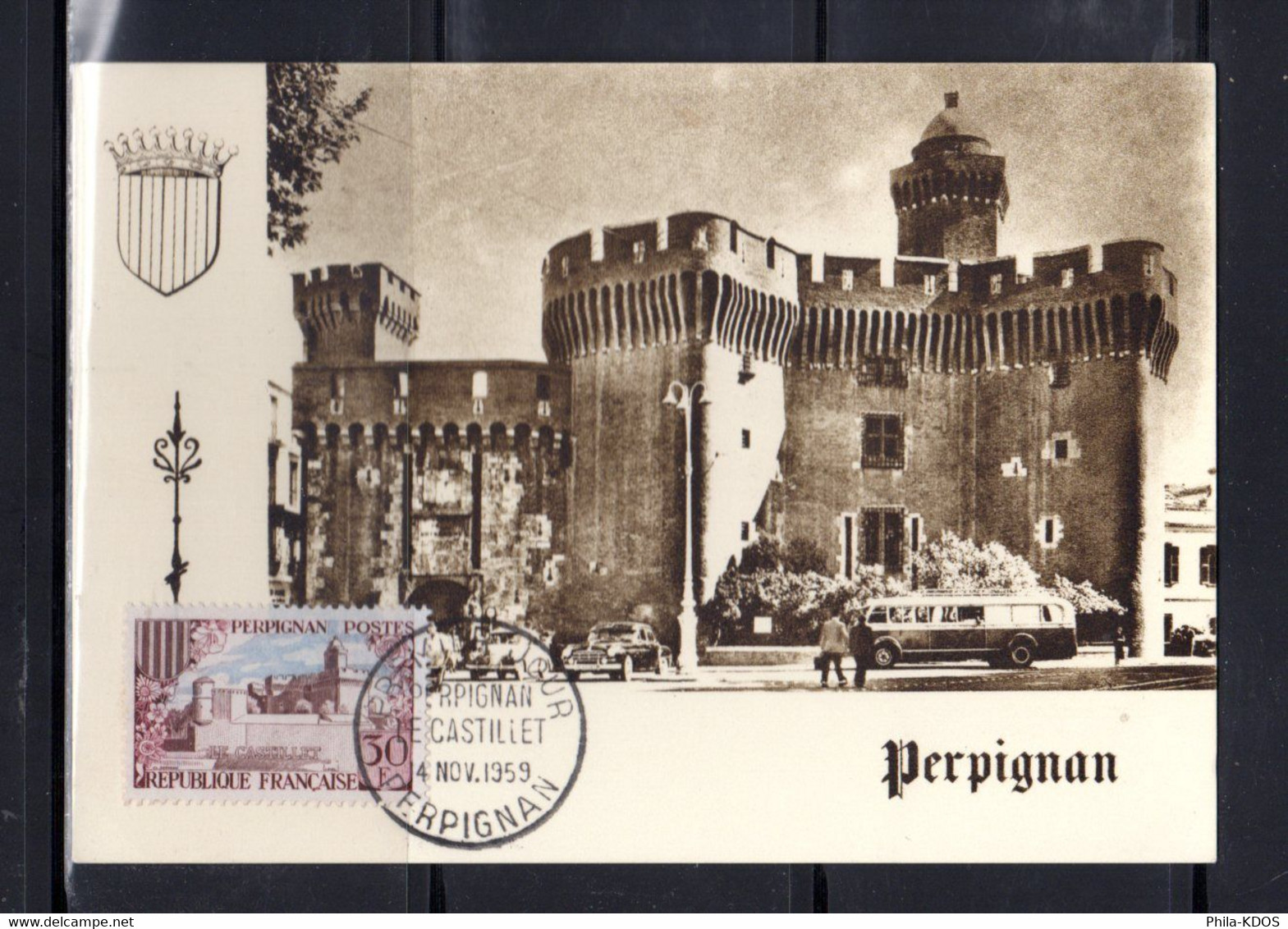 1959 TAMPONNEE MF " PERPIGNAN " Sur Carte Maximum N° YT 1222. Voir Les 2 Scans. CM à Saisir ! - 1950-1959