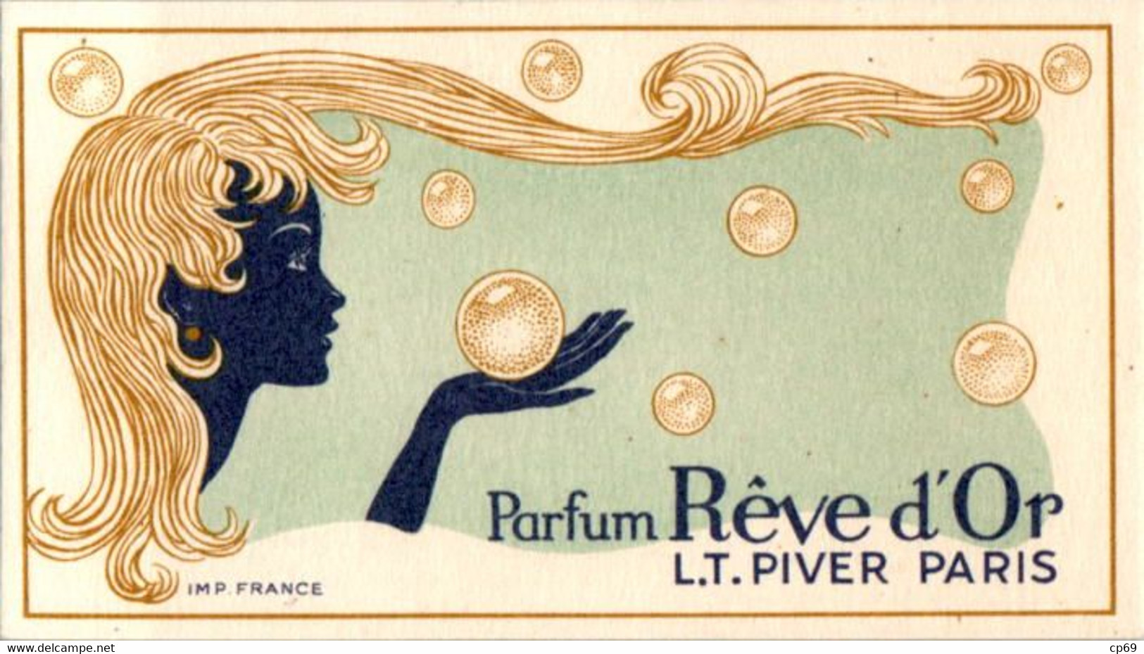 Carte Parfumée Parfum Rêve D'Or L.T. Piver à Paris Femme Mode Fashion 5 Cm X 9 Cm Dos Blanc Superbe.Etat - Sin Clasificación