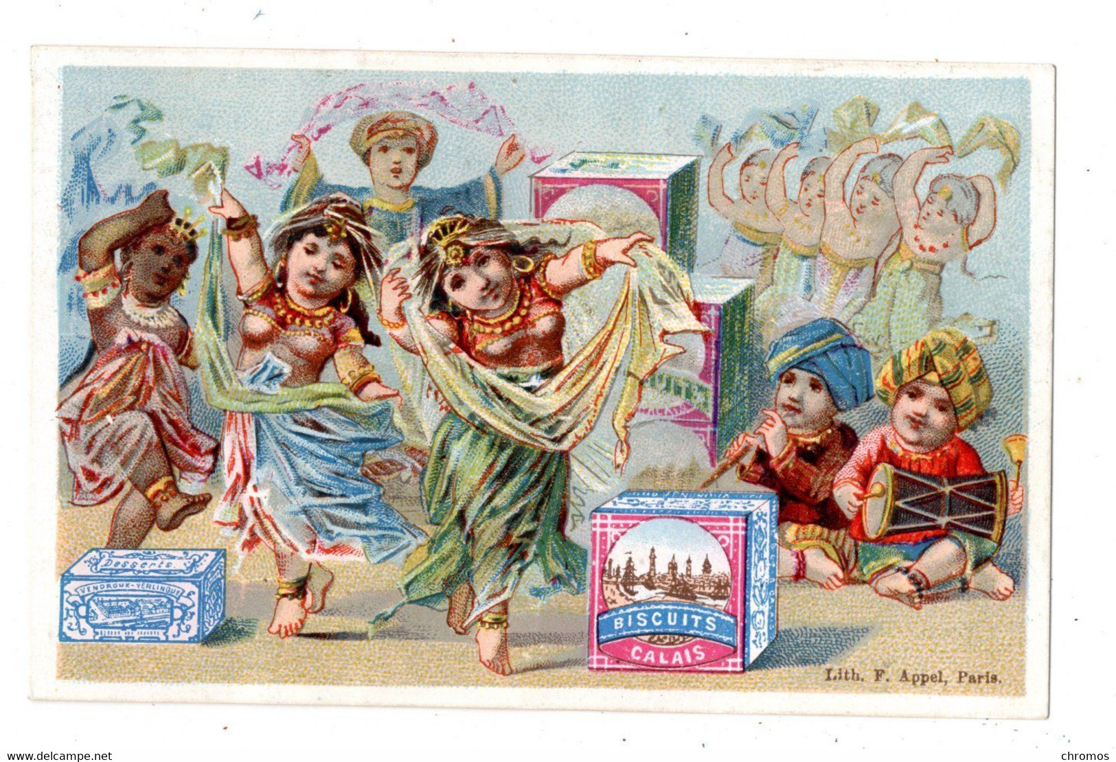 Rare Chromo Imp. Appel, 3-C-28, Biscuits Vendroux, Danse En Orient - Vendroux