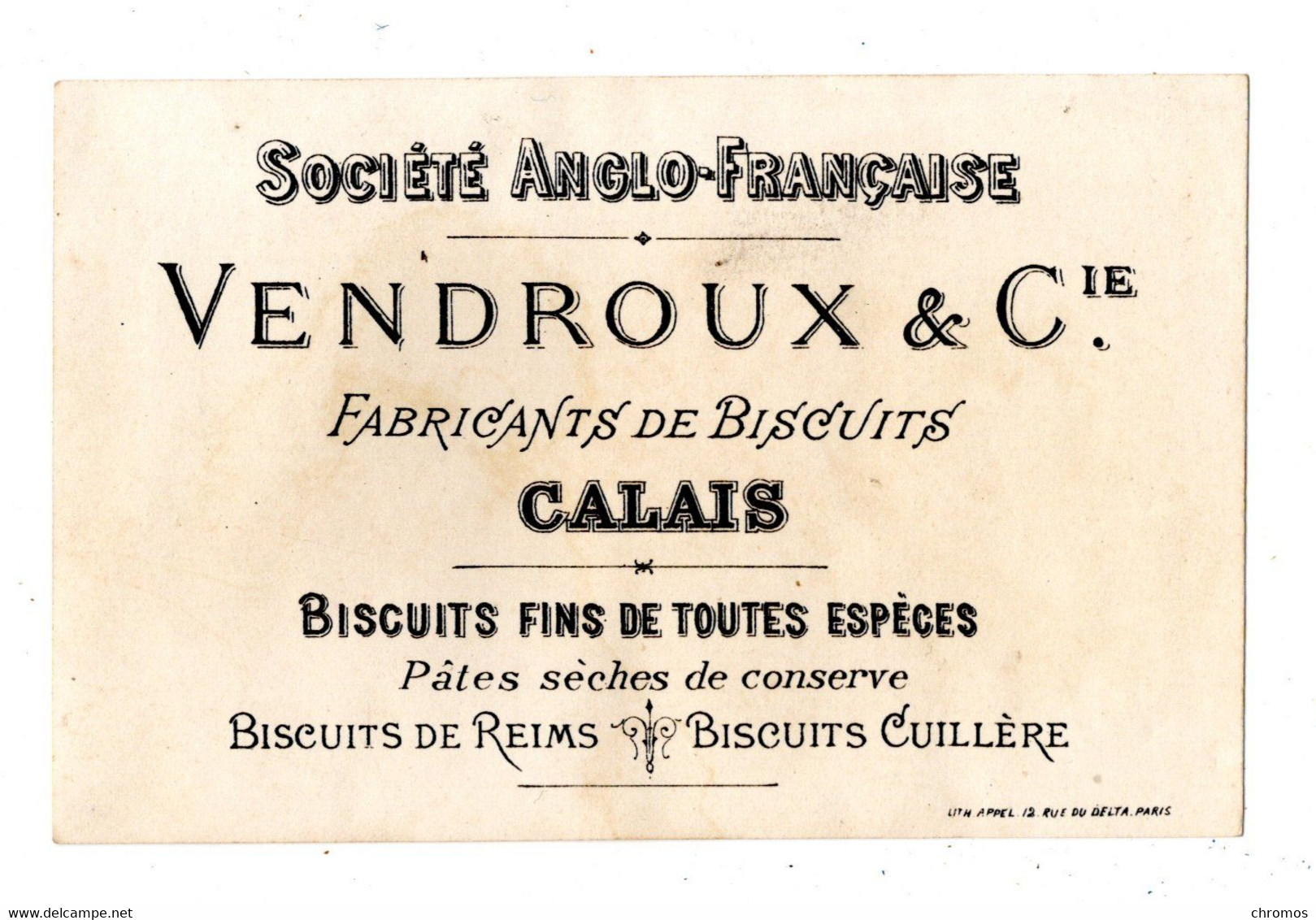 Rare Chromo Imp. Appel, 3-C-28, Biscuits Vendroux, Danse En Orient - Vendroux