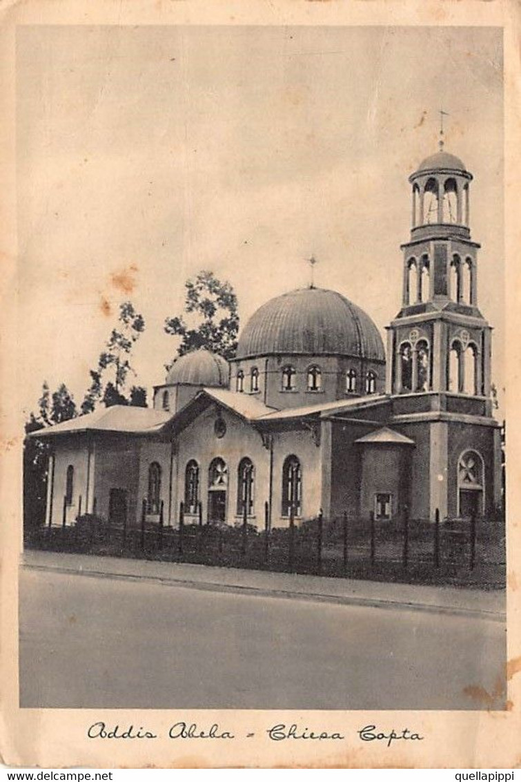 014153 "ADDIS ABEBA - CHIESA COPTA" VEDUTA. CART SPED 1937 - Etiopia