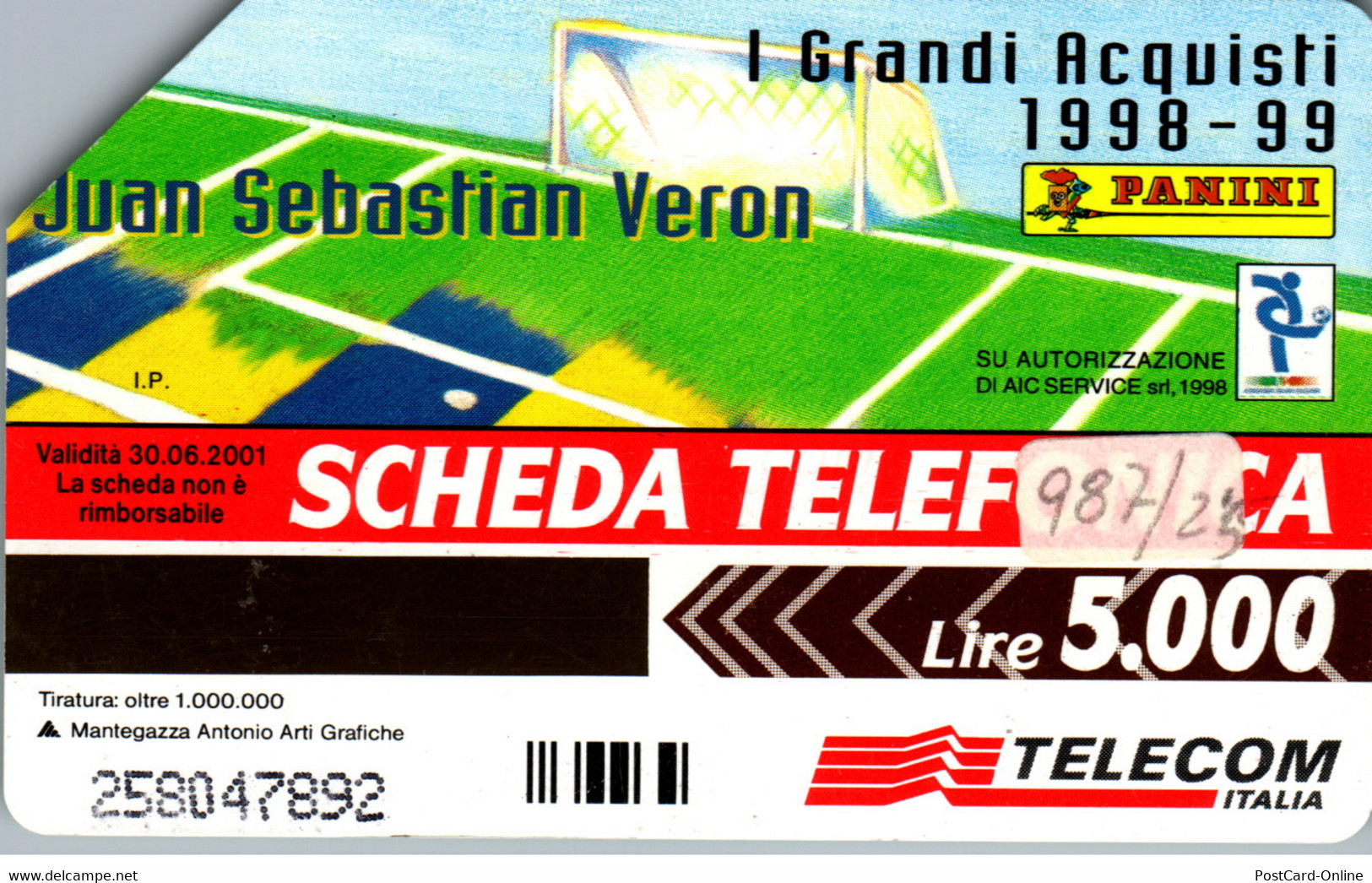 15803 - Italien - Panini , Juan Sebastian Veron , Football - Öff. Diverse TK