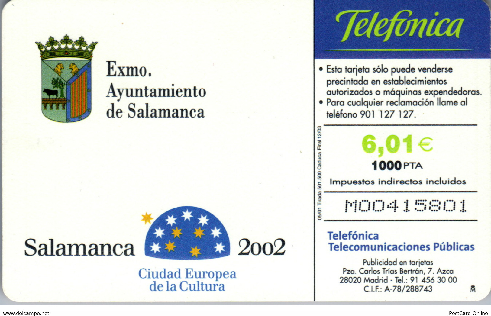 15906 - Spanien - Salamanca 2002 , Ciudad Europea De La Cultura - Other & Unclassified