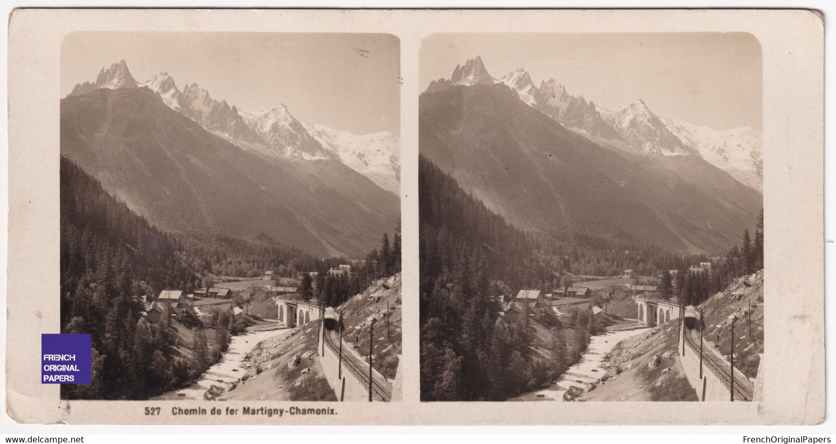 Chemin De Fer Les Tines - Train Chamonix Mont-Blanc Martigny Photo Stéréoscopique 1910s Photographie Alpes C6-1 - Photos Stéréoscopiques