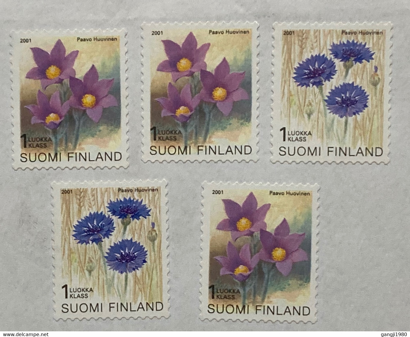 FINLAND 2020, FLOWER 1 ST CLASS 5 STAMPS WITHOUT CANCELLATION,COVER PRIORITY TO INDIA - Storia Postale