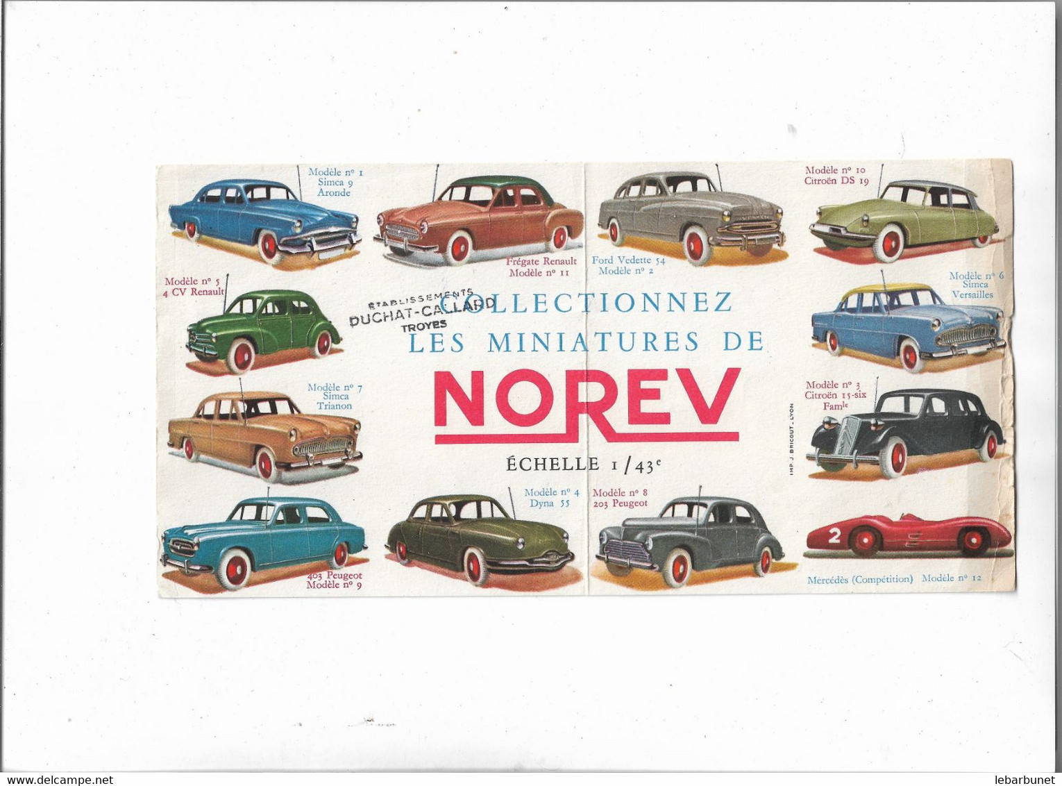 Buvard  Ancien Norev (12 Modèles De Petites Voitures) - Automobile