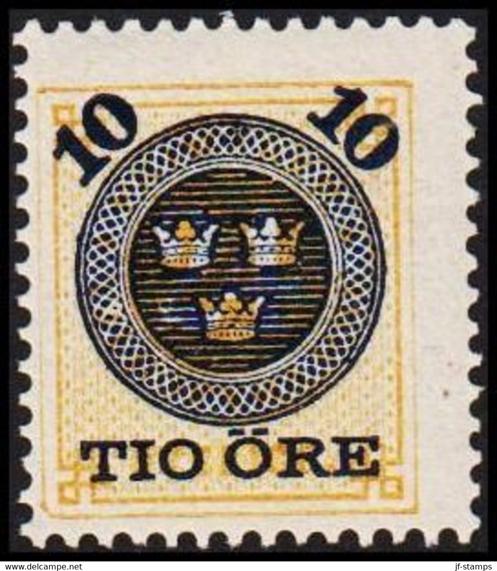 1889. Surcharge On Circle Type 10 ÖRE On 24 öre Orange. Never Hinged. (Michel 40) - JF519927 - Neufs