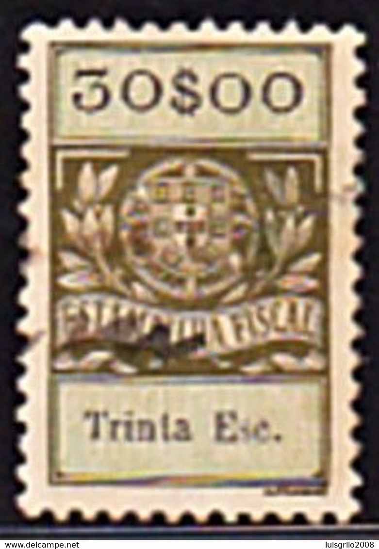 Fiscal/ Revenue, Portugal - Estampilha Fiscal -|- Série De 1929 - 30$00 - Oblitérés