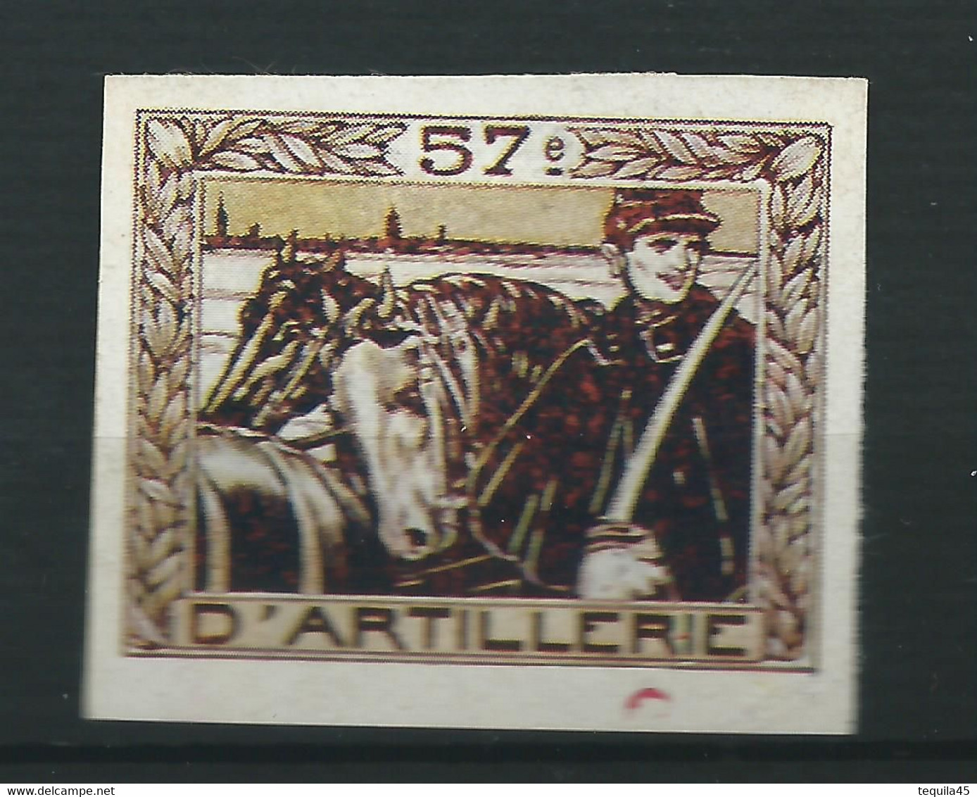 Rare FRANCE VIGNETTE DELANDRE 57 éme Régiment Artillerie WWI Ww1 Cinderella Poster Stamp - Vignettes Militaires