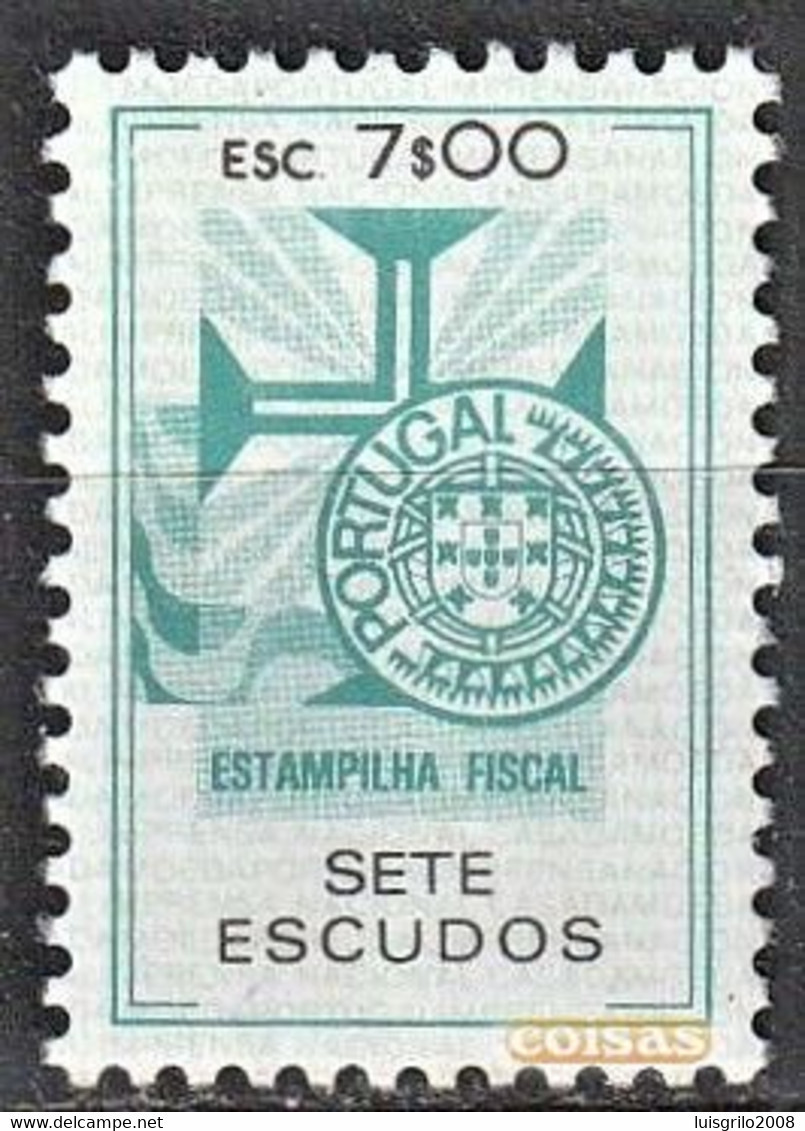 Fiscal/ Revenue, Portugal - Estampilha Fiscal, Série De 1990 -|- 7$00 - MNH** - Unused Stamps