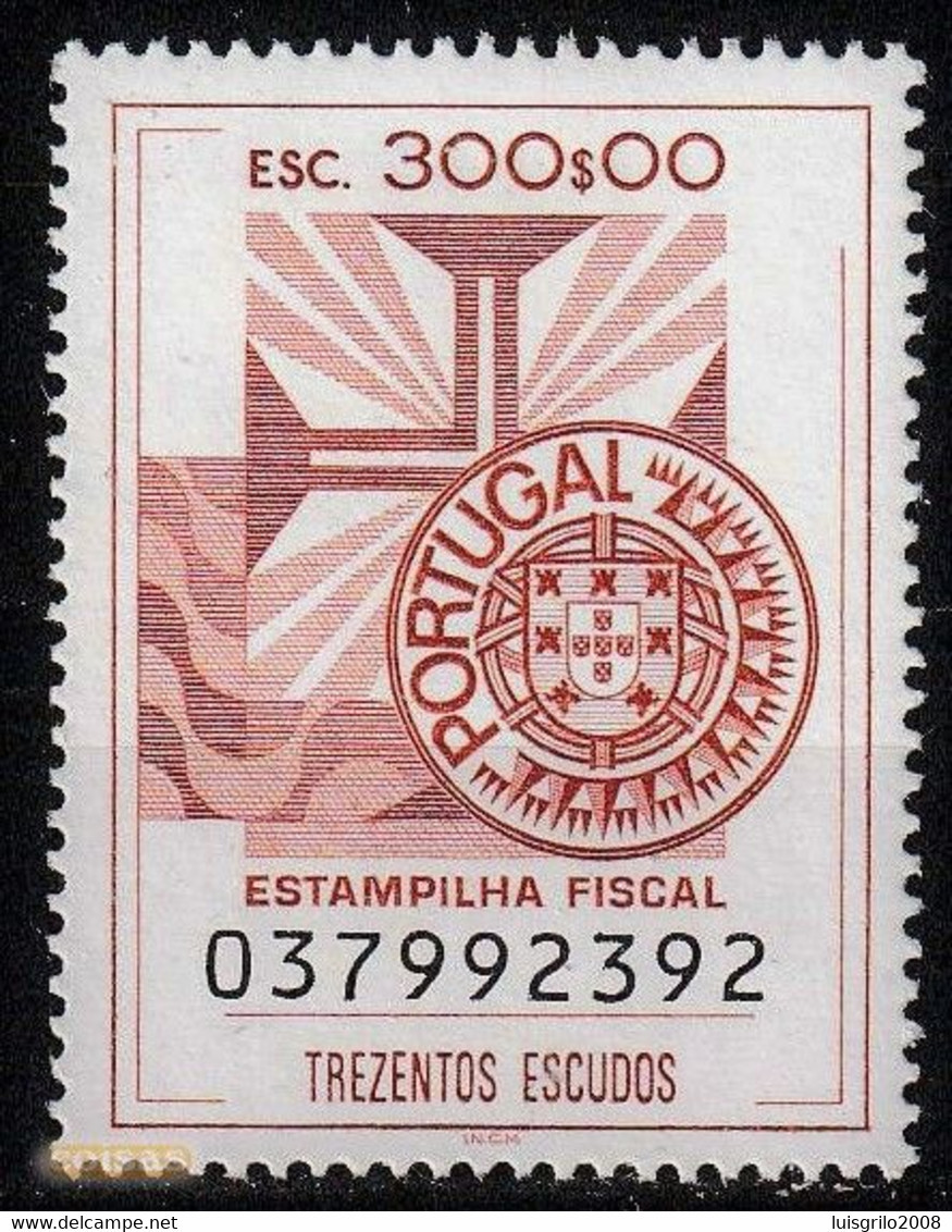 Fiscal/ Revenue, Portugal - Estampilha Fiscal, Série De 1990 -|- 300$00 - MNH** - Unused Stamps