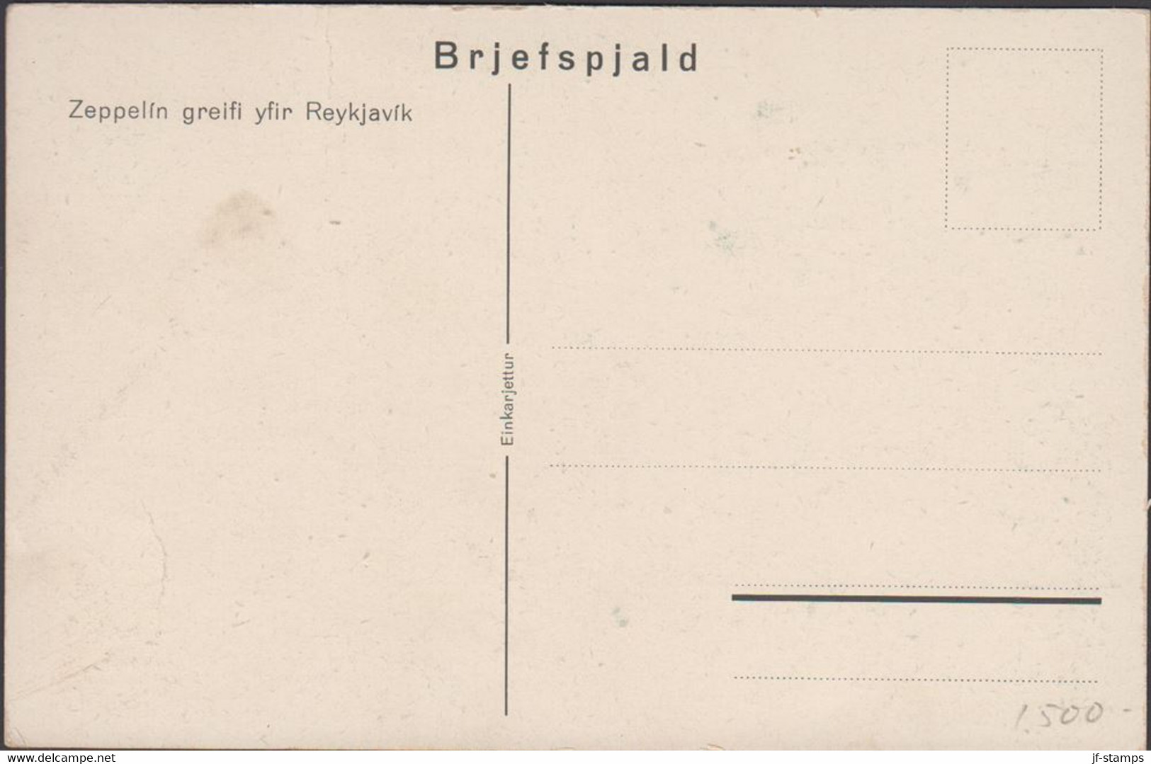 1931. LUFTSCHIFF GRAF ZEPPELIN ISLANDSFAHRT 1931. Brjefspjald. Zeppelin Greifi Yfir Reykjavik.  
 - JF305834 - Covers & Documents