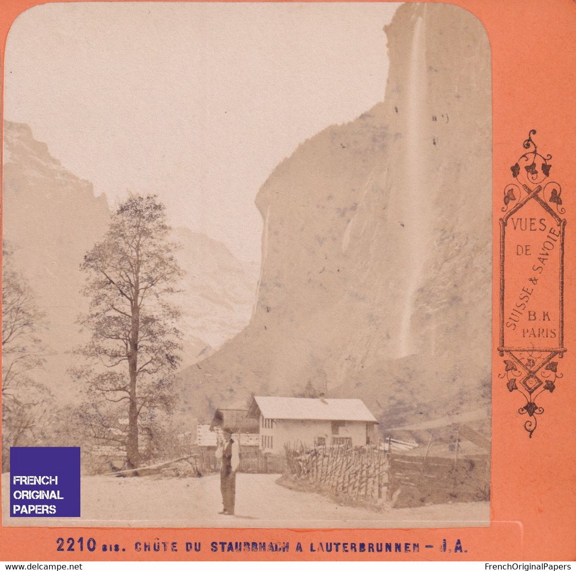 Chûte Du Staubbach à Lauterbrunnen - Photo Stéréoscopique 1890/1900 Ed. BK Suisse & Savoie C6-32 - Photos Stéréoscopiques