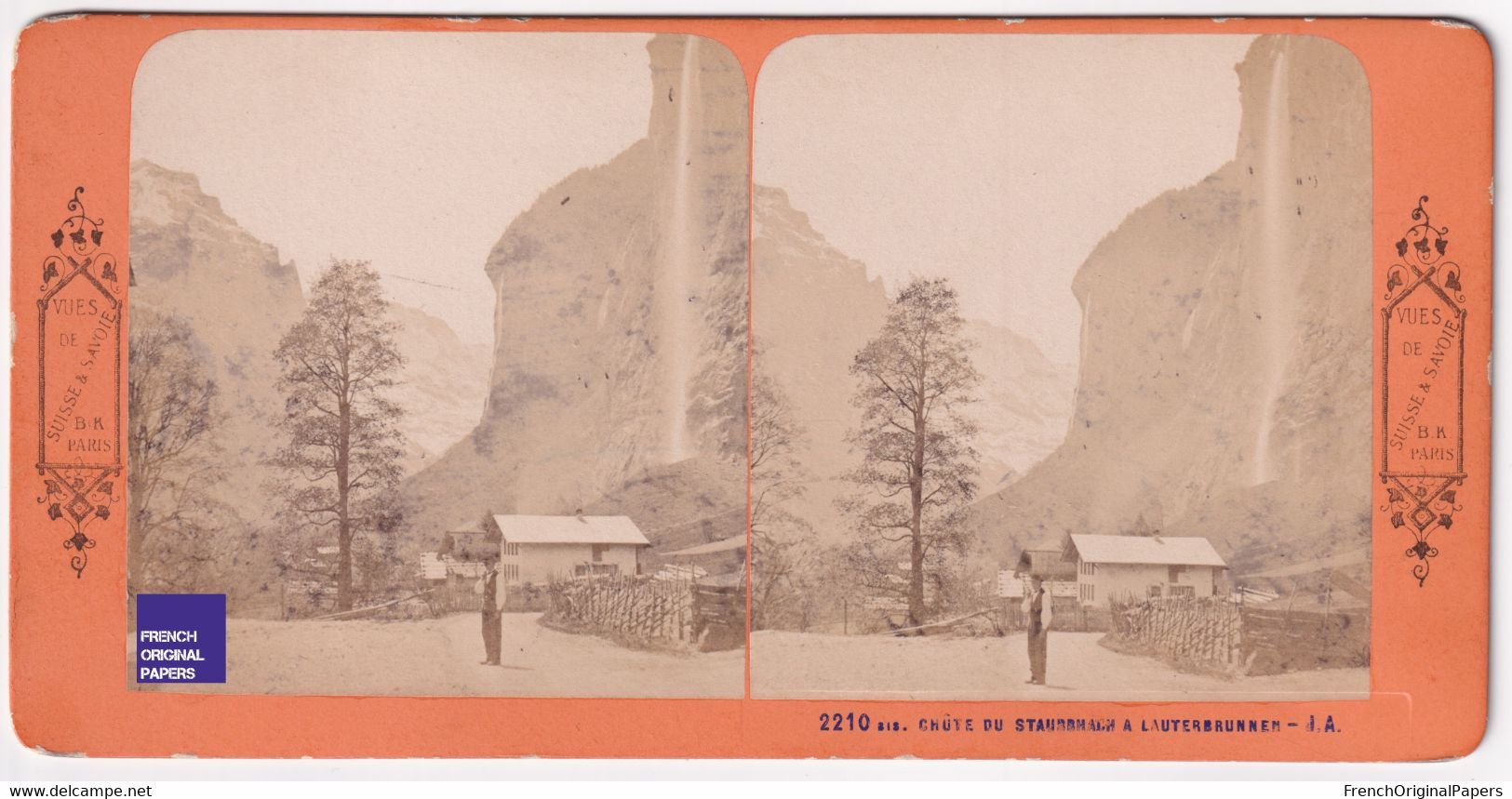 Chûte Du Staubbach à Lauterbrunnen - Photo Stéréoscopique 1890/1900 Ed. BK Suisse & Savoie C6-32 - Photos Stéréoscopiques