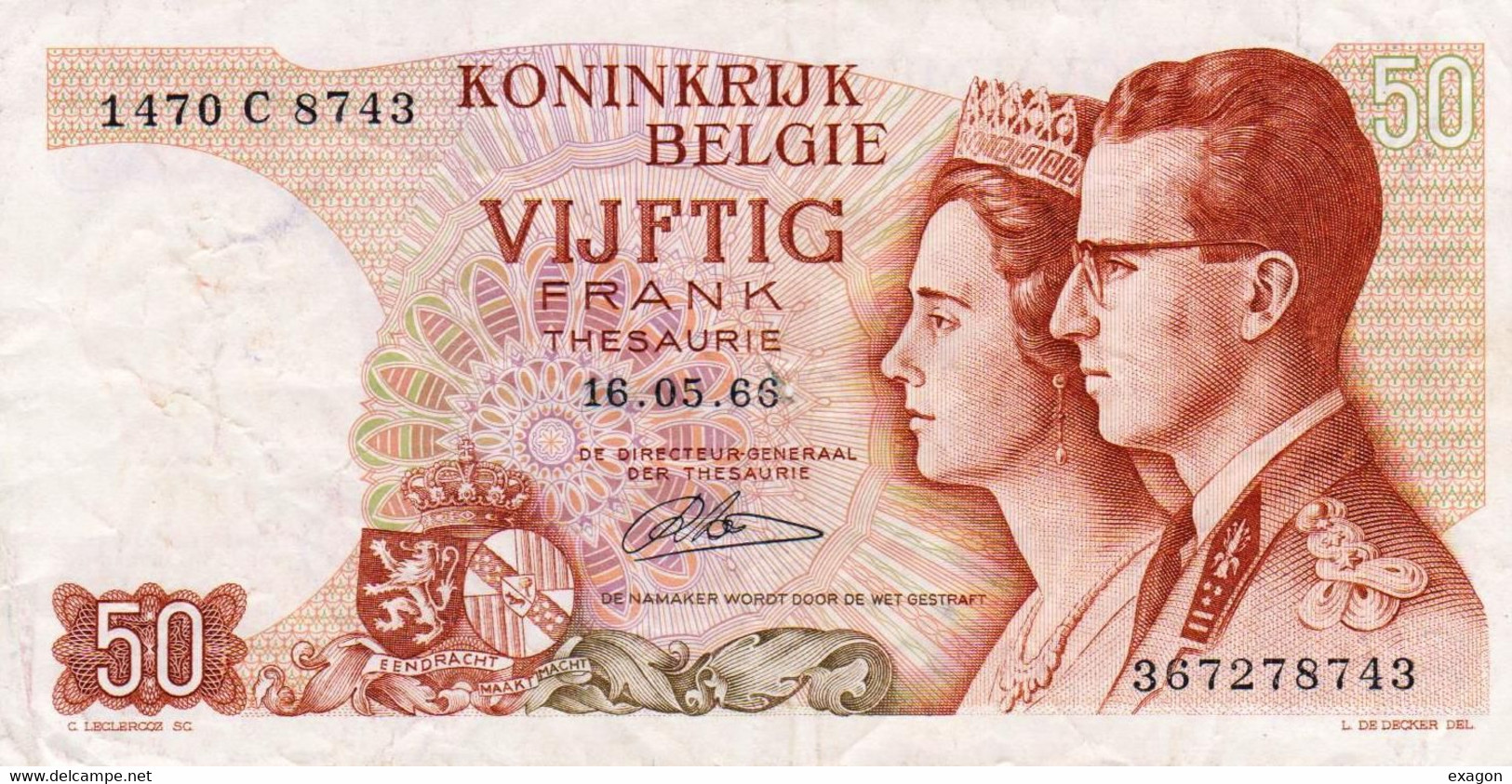 50  FRANCS   Del  BELGIO -  Anno 1966. -  Stock  99 - Sonstige & Ohne Zuordnung