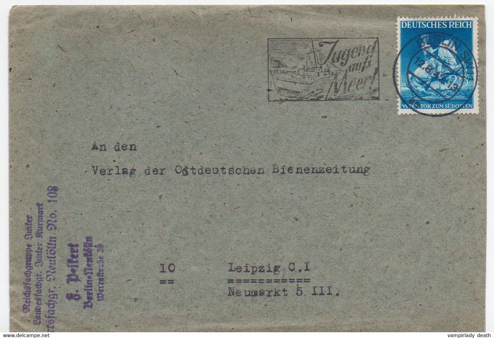 Brief, Berlin Neukölln, "Reichsfachgruppe Imker Kurmark",,gel. 1942, Nach Leipzig - Cartas & Documentos