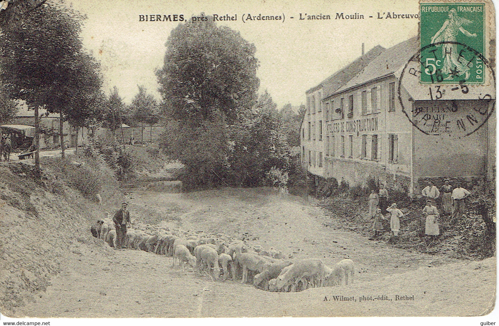 08 Biermes Prés De Rethel L'ancien Moulin  Troupeau De Moutons L'abrevoir Atelier De Construction A. Wilmet - Rethel