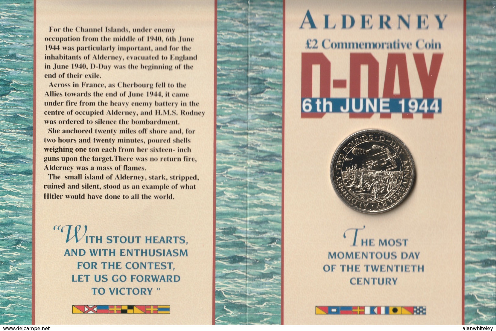 ALDERNEY 1994 GBP2.00 D-Day Commemorative: Single Coin (in Pack) BRILLIANT UNCIRCULATED - Channel Islands