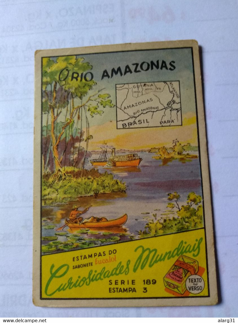 Eucalol SOAP Cromo No Postcard 6*9 Cmt . Brasil.the.amazonas River.world Curiosities Series.better .2 Diff Pieces Order - Manaus