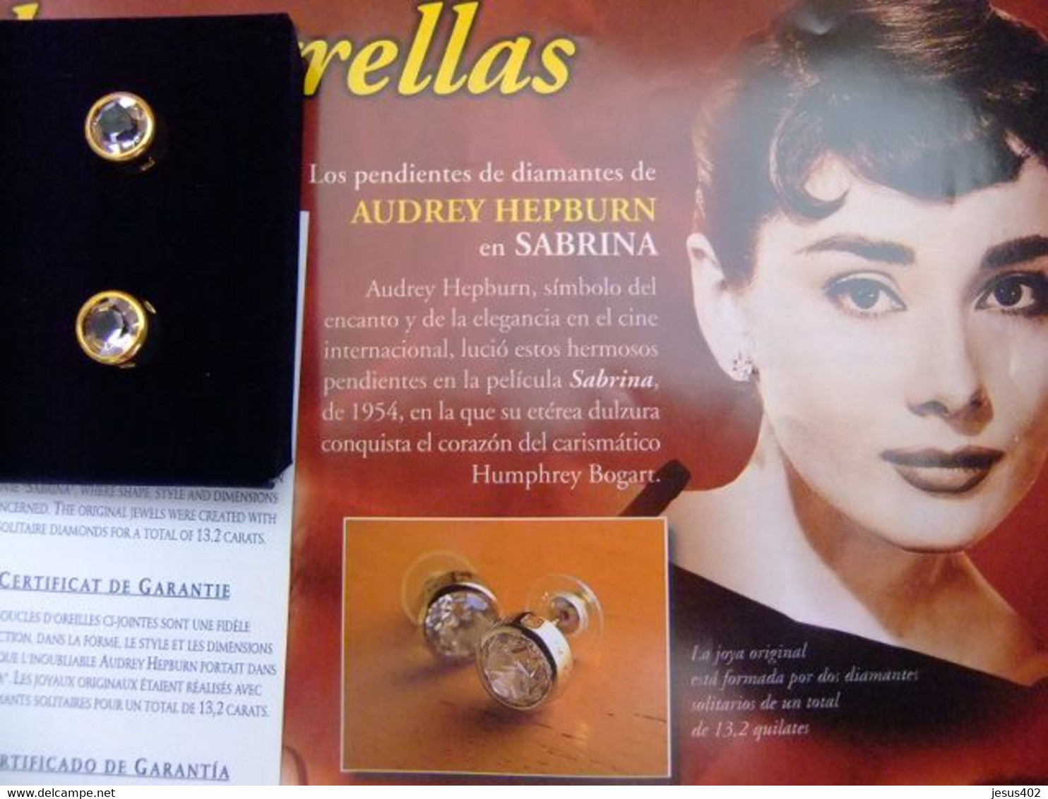 PENDIENTES (REPRODUCCIÓN) LOS LLEVABA AUDREY HEPBURN EN LA PELÍCULA ”” SABINA ”” - Earrings