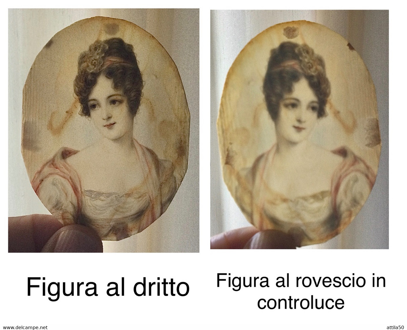 Miniatura Su Avorio ‘800 “Ritratto Di Donna” Bellissima E Rara Miniatura. Splendida Cornice Con Perle E Pietre Blu. - Prints & Engravings