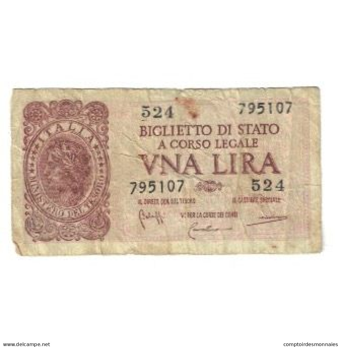 Billet, Italie, 1 Lira, 1944, 1944-11-23, KM:29c, TB - Regno D'Italia – 1 Lira