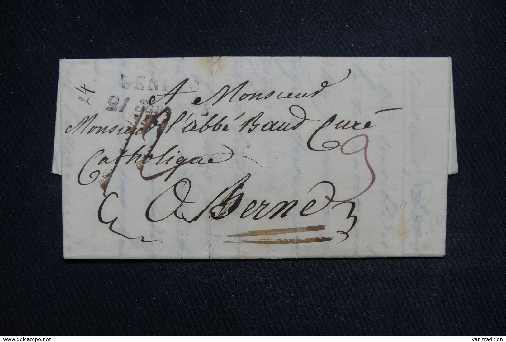 SUISSE - Marque Postale De Genève Sur Lettre Cachetée Pour Berne - L 121271 - ...-1845 Prephilately