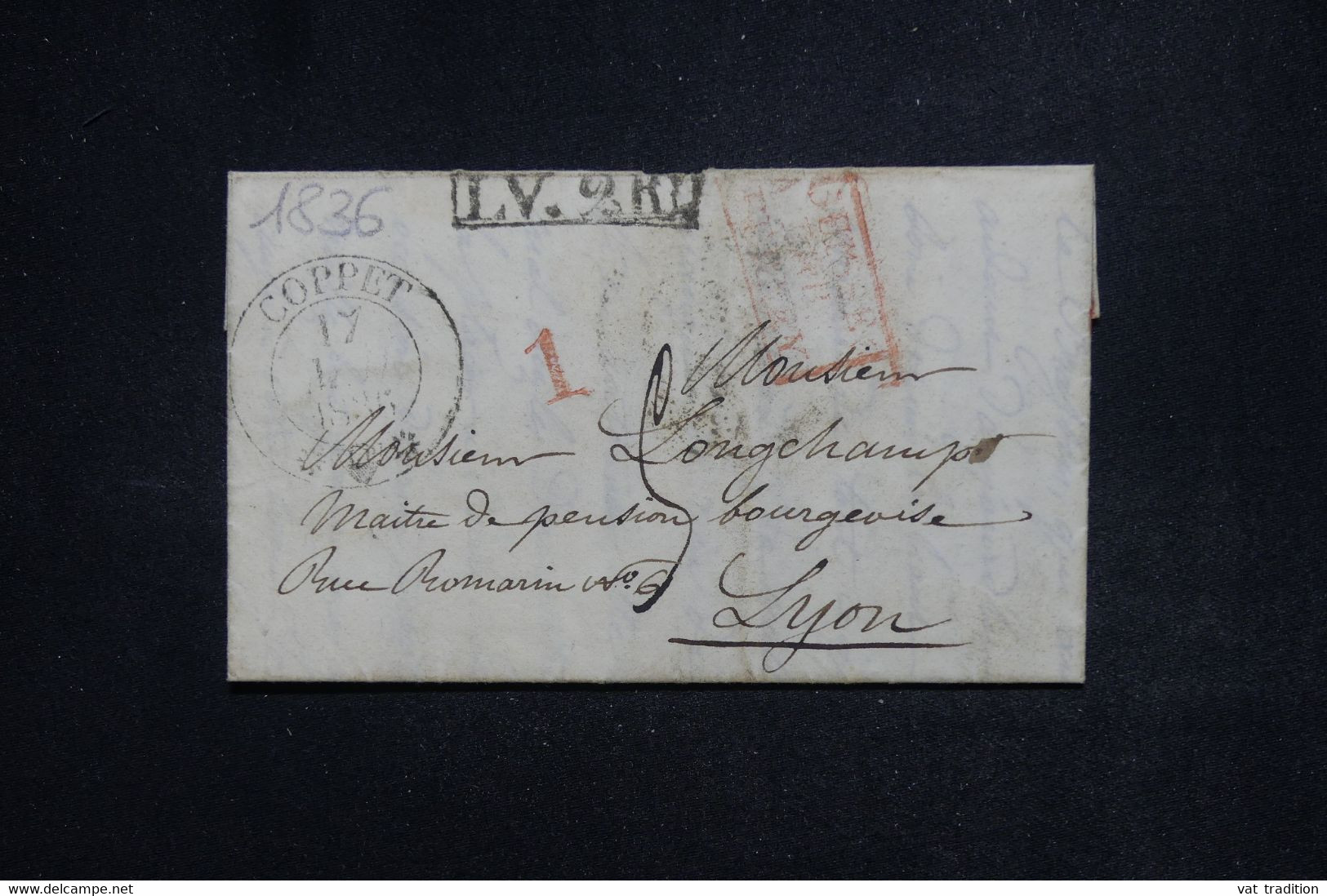 SUISSE - Lettre De Coppet  Pour Lyon En 1836 - L 121283 - ...-1845 Prephilately