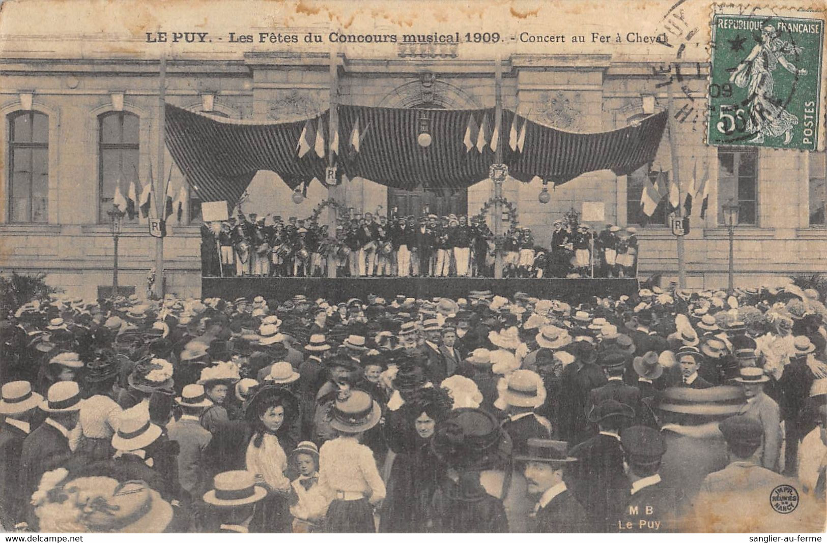 CPA 43 LE PUY LES FETES DU CONCOURS MUSICAL 1909 CONCERT AU FER A CHEVAL - Le Puy En Velay