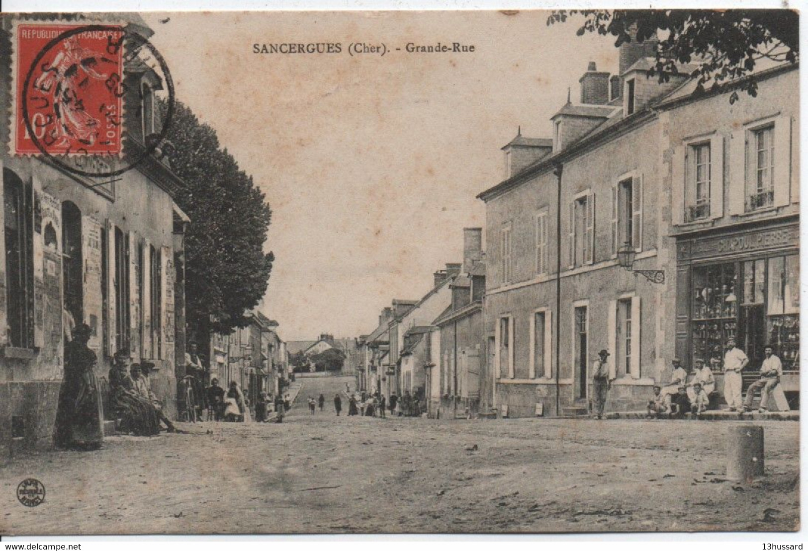 Carte Postale Ancienne Sancergues - Grande Rue - Sancergues