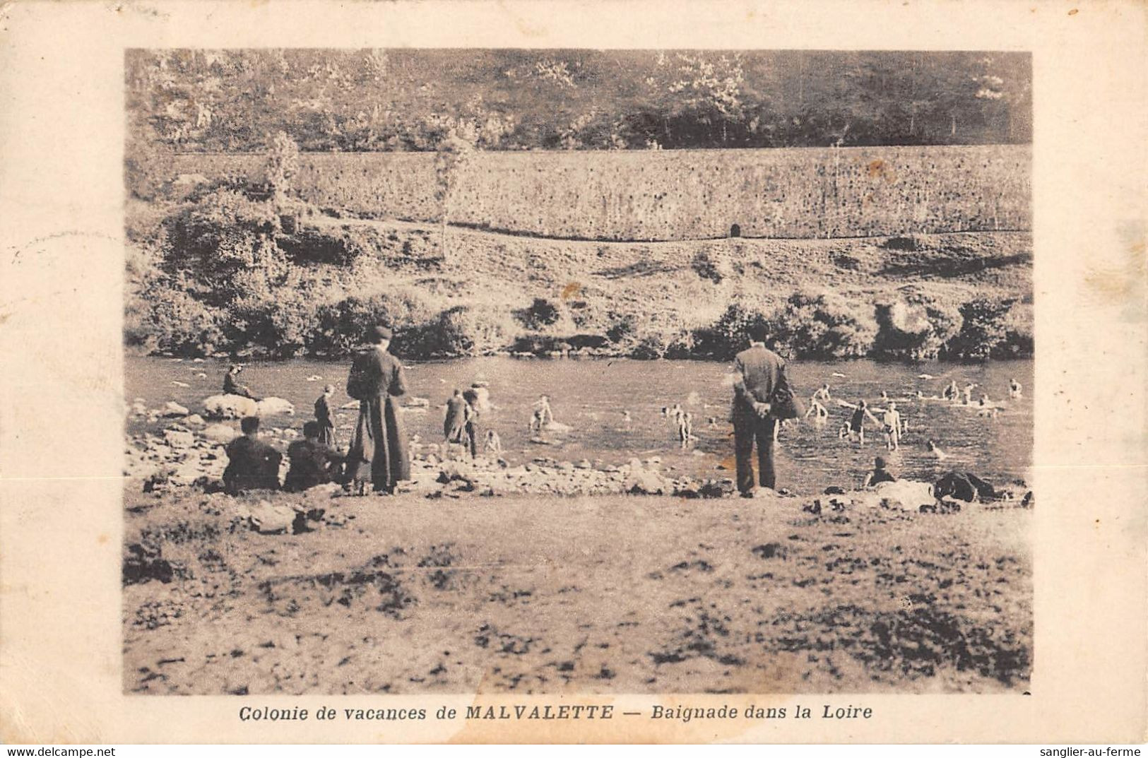 CPA 43 COLONIE DE VACANCES DE MALVALETTE BAIGNADE DANS LA LOIRE - Andere & Zonder Classificatie