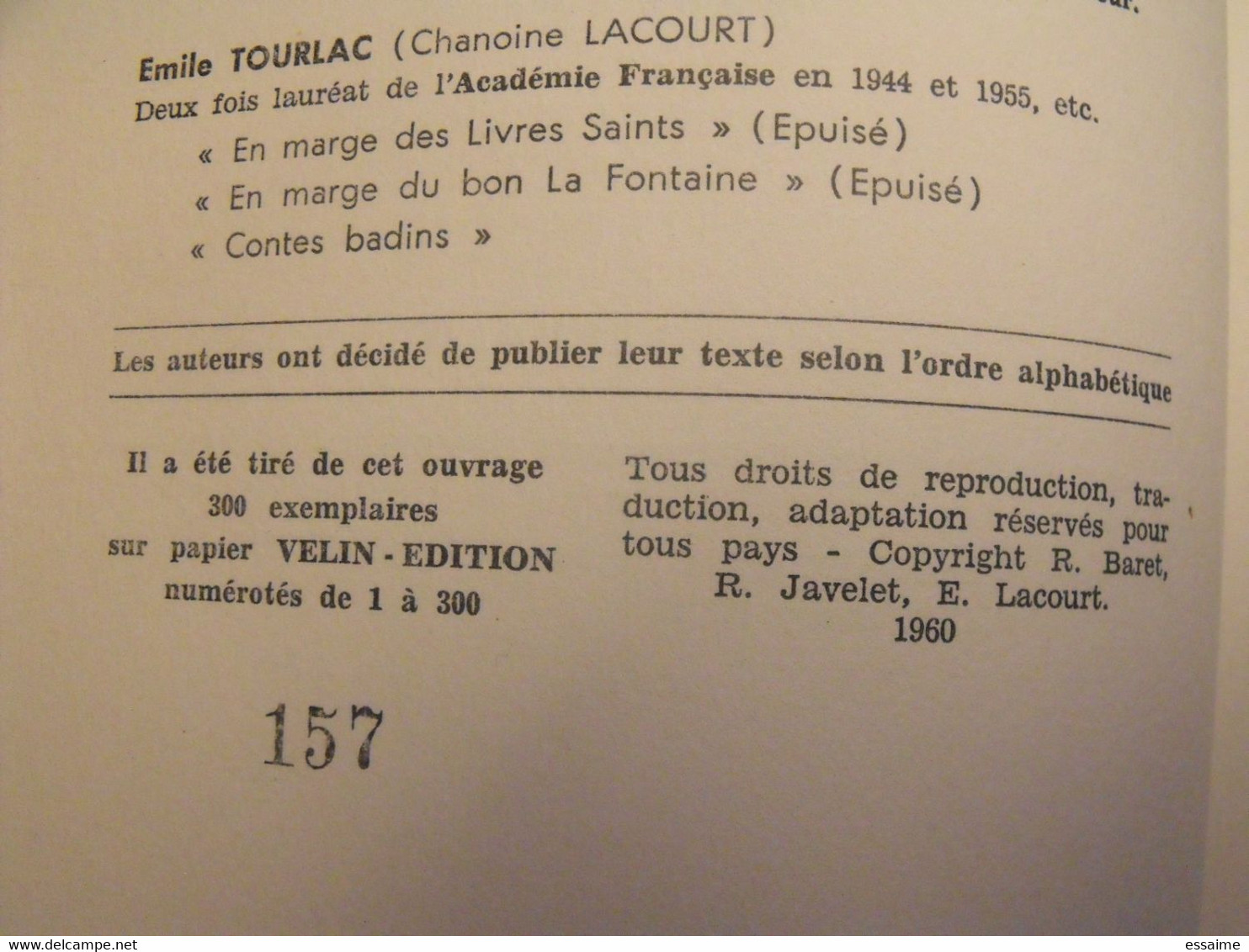 fleurs de nos épines. René Baret robert Javelet Emile Rourlac Goëry Coquart. 1960. numéroté 157. triple dédicace.