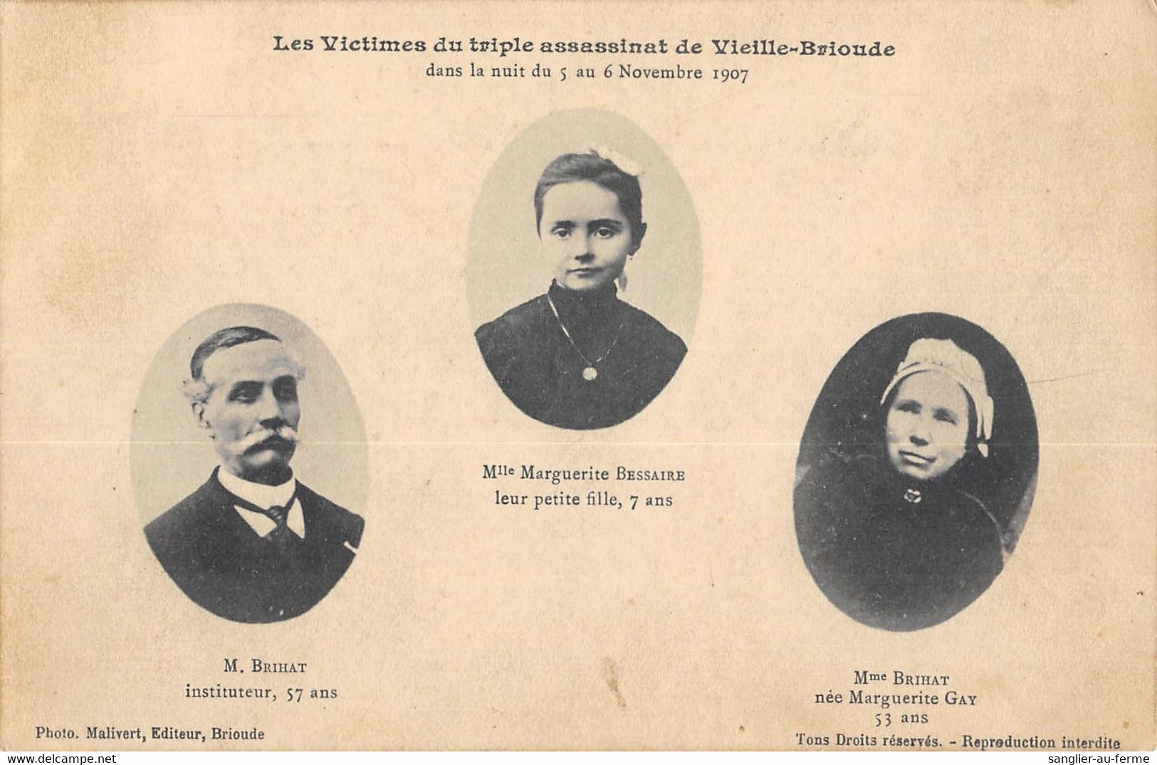 CPA 43 LES VICTIMES DU TRIPLE ASSASSINAT DE VIEILLE BRIOUDE 1907 - Autres & Non Classés