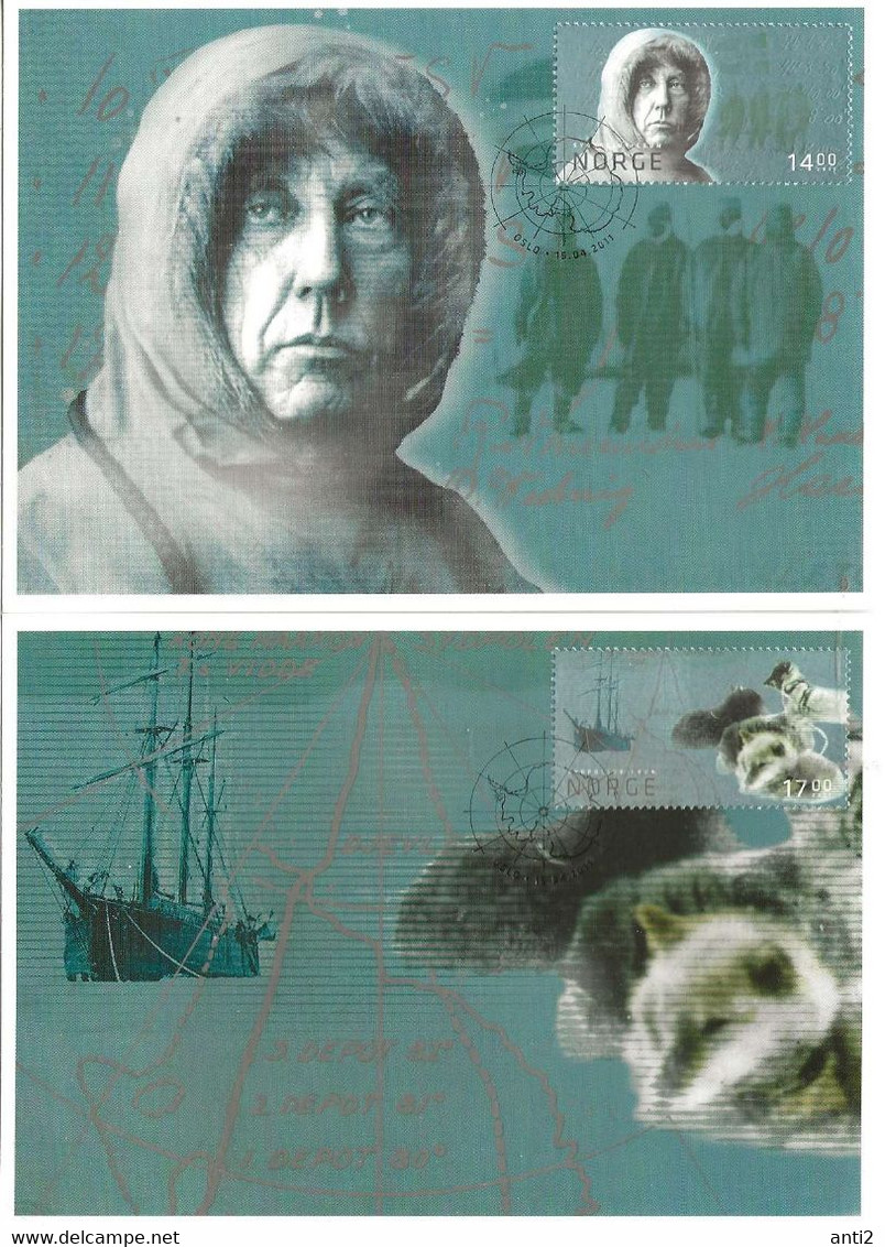 Norge Norway  2011 Entenary Of The Conquest Of The South Pole,  Roald Amundsen (1872-1928), Polar Explorer, And His Comp - Lettres & Documents