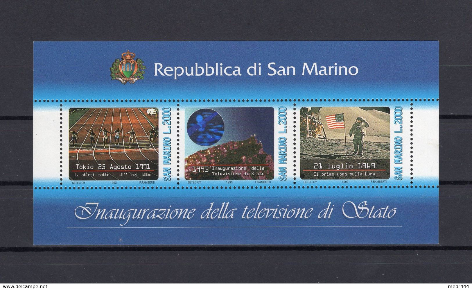 San Marino 1993 - Inauguration Of State Television - Souvenir Perforated Minisheet - MNH***- Superb*** - Lettres & Documents