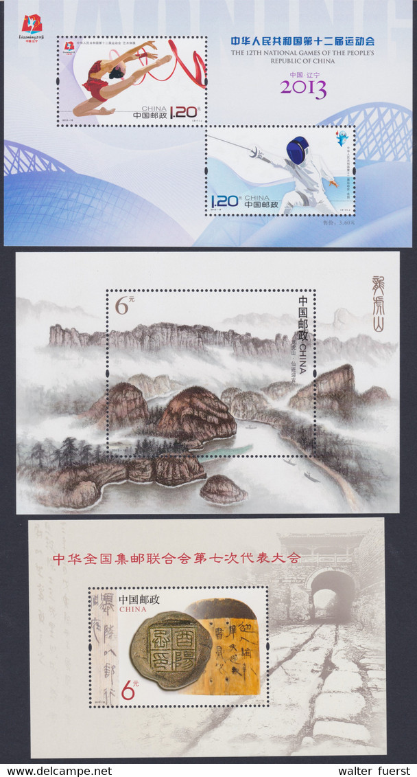 CHINA 2013, 7 Souvenir Sheets, All Unmounted Mint, Superb - Blokken & Velletjes