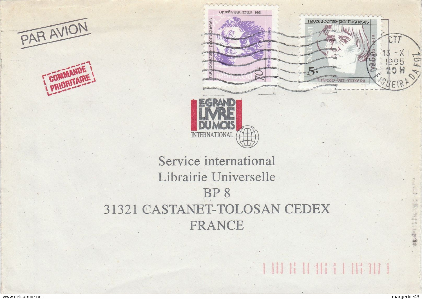 PORTUGAL AFFRANCHISSEMENT COMPOSE SUR LETTRE POUR LA FRANCE 1995 - Covers & Documents