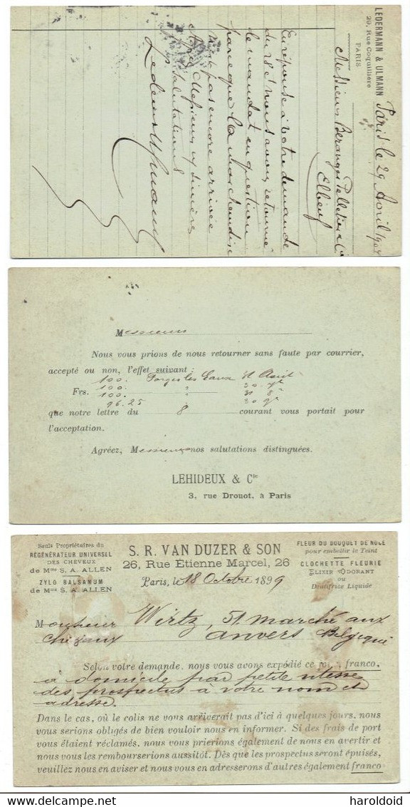 3 Cartes Postales Entiers Repiqués - Prêts-à-poster: Repiquages Privés