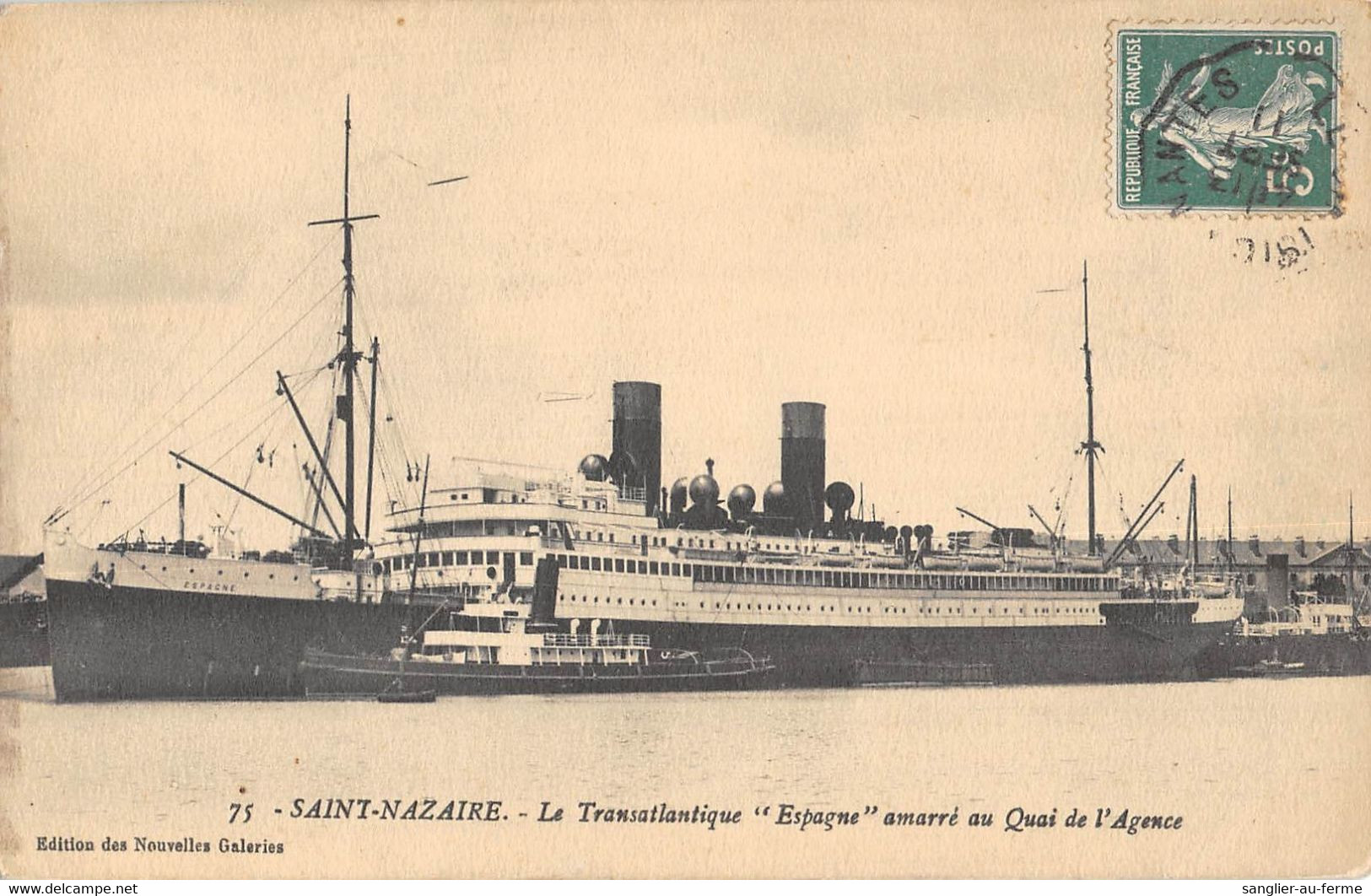 CPA 44 SAINT NAZAIRE LE TRANSATLANTIQUE ESPAGNE AMARRE AU QUAI DE L'AGENCE - Saint Nazaire