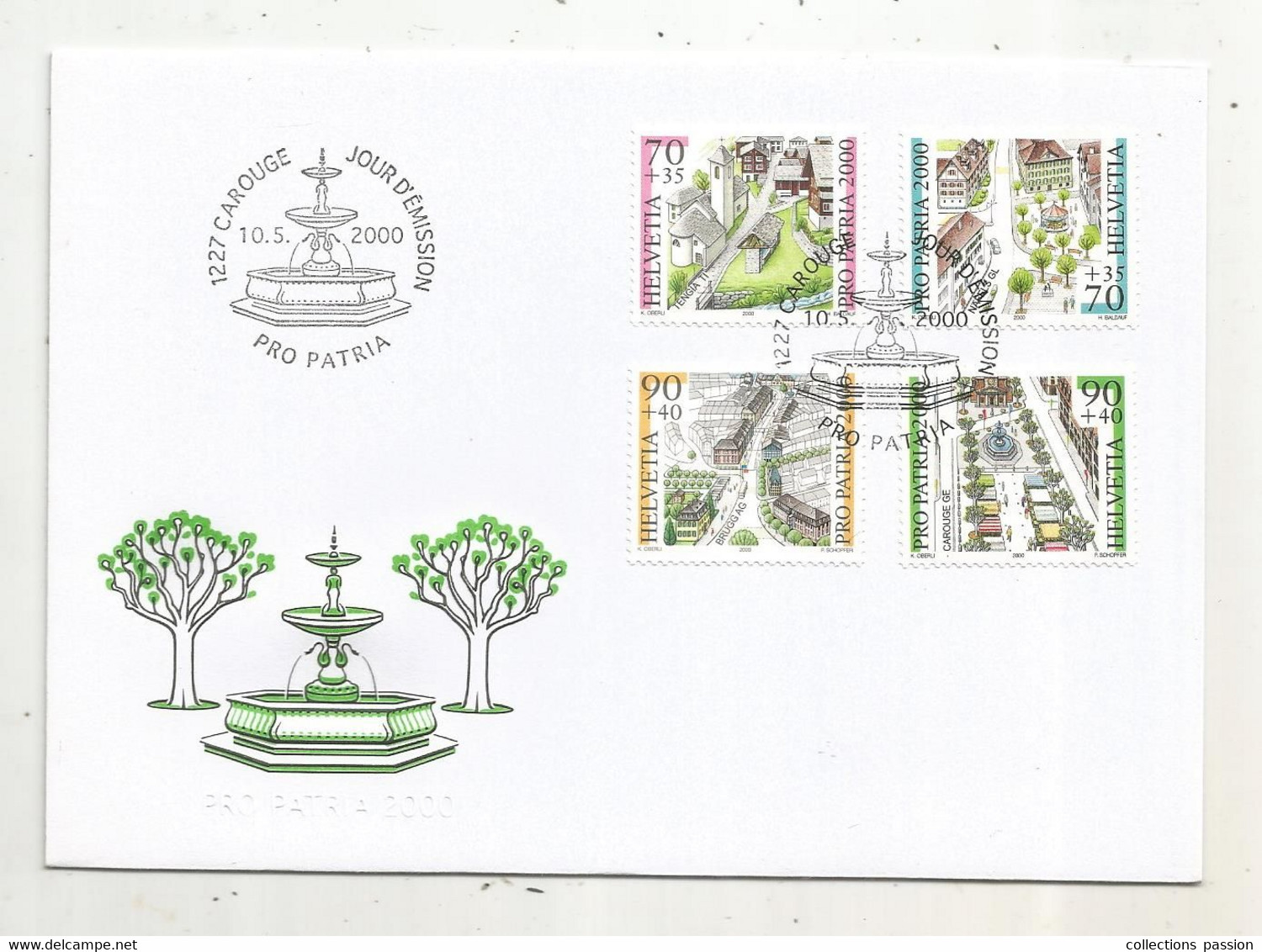 FDC , Premier Jour , Suisse , Lettre , PRO PATRIA, 1227 CAROUGE ,2000 - Storia Postale