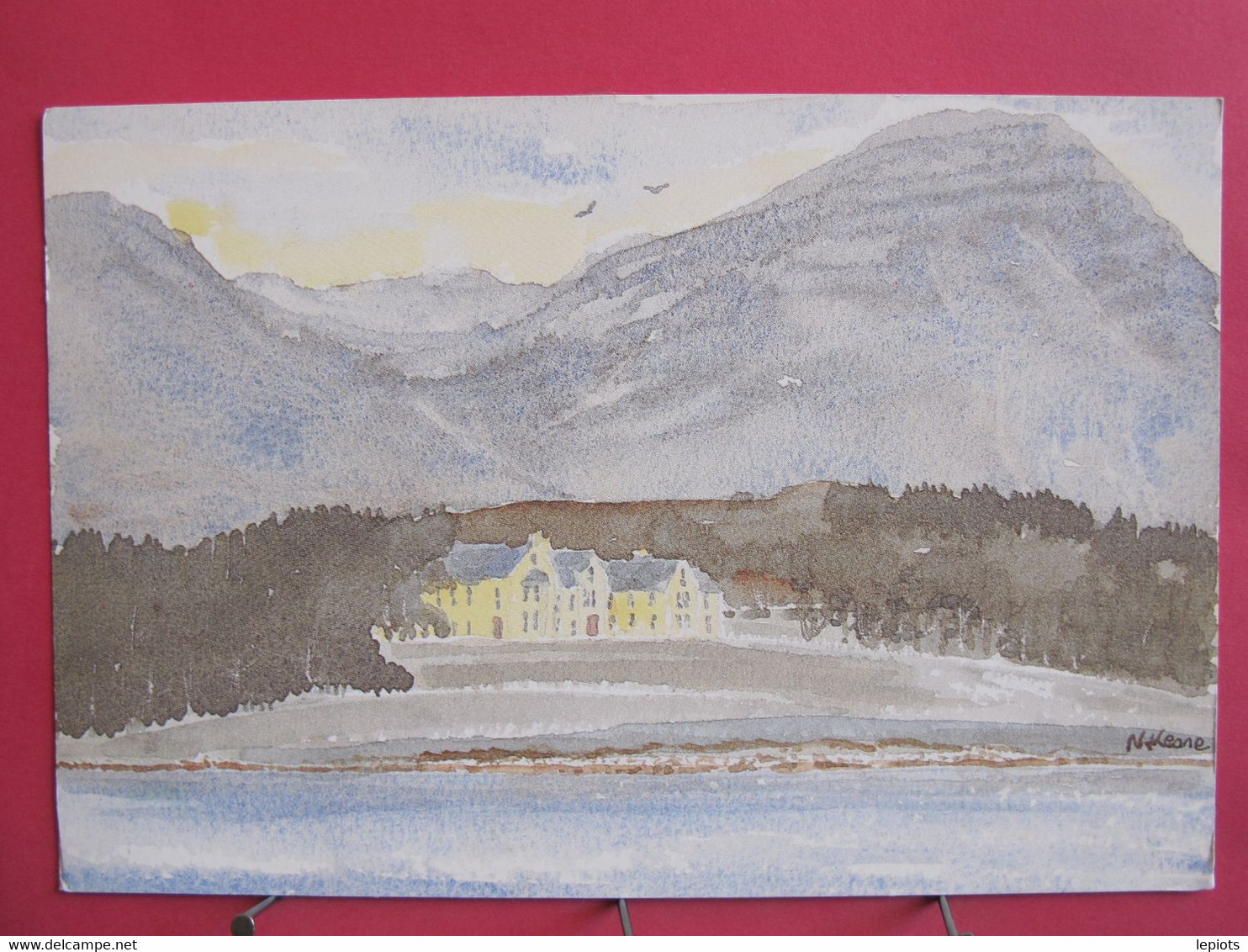 Visuel Très Peu Courant - Irlande - Connemara - Lough Inagh Lodge Hotel Recess - Aquarelle - R/verso - Galway