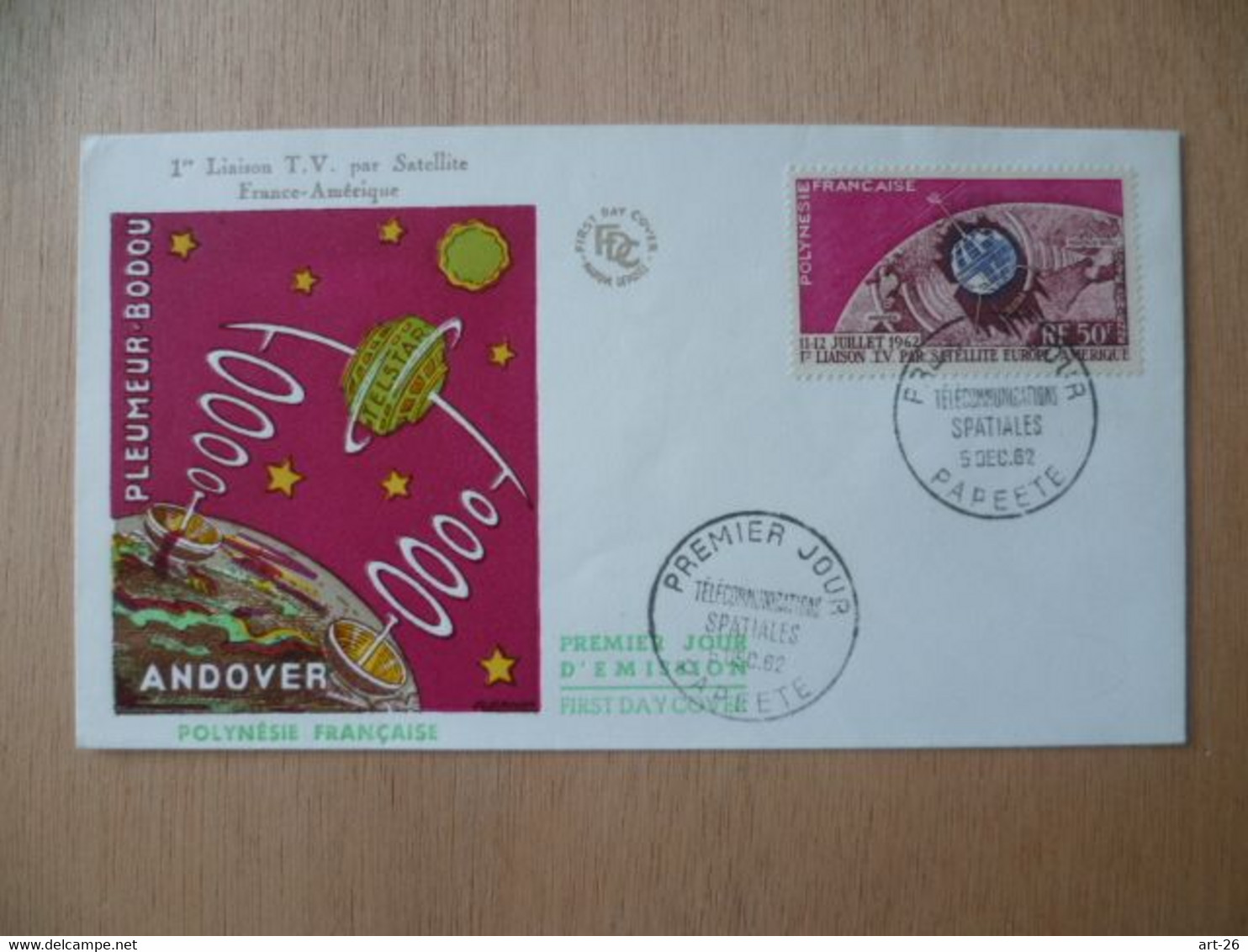 POLYNESIE FRANCAISE FDC   POSTE  AERIENNE N° 6  ESPACE SATELLITE - Ozeanien