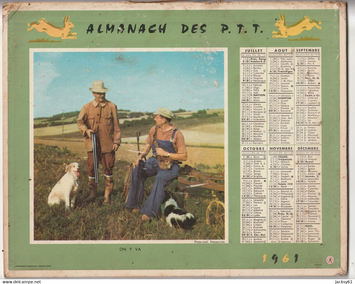 Almanach Des P.T.T. - 1961 - Repos - On Y Va - Petit Format : 1961-70